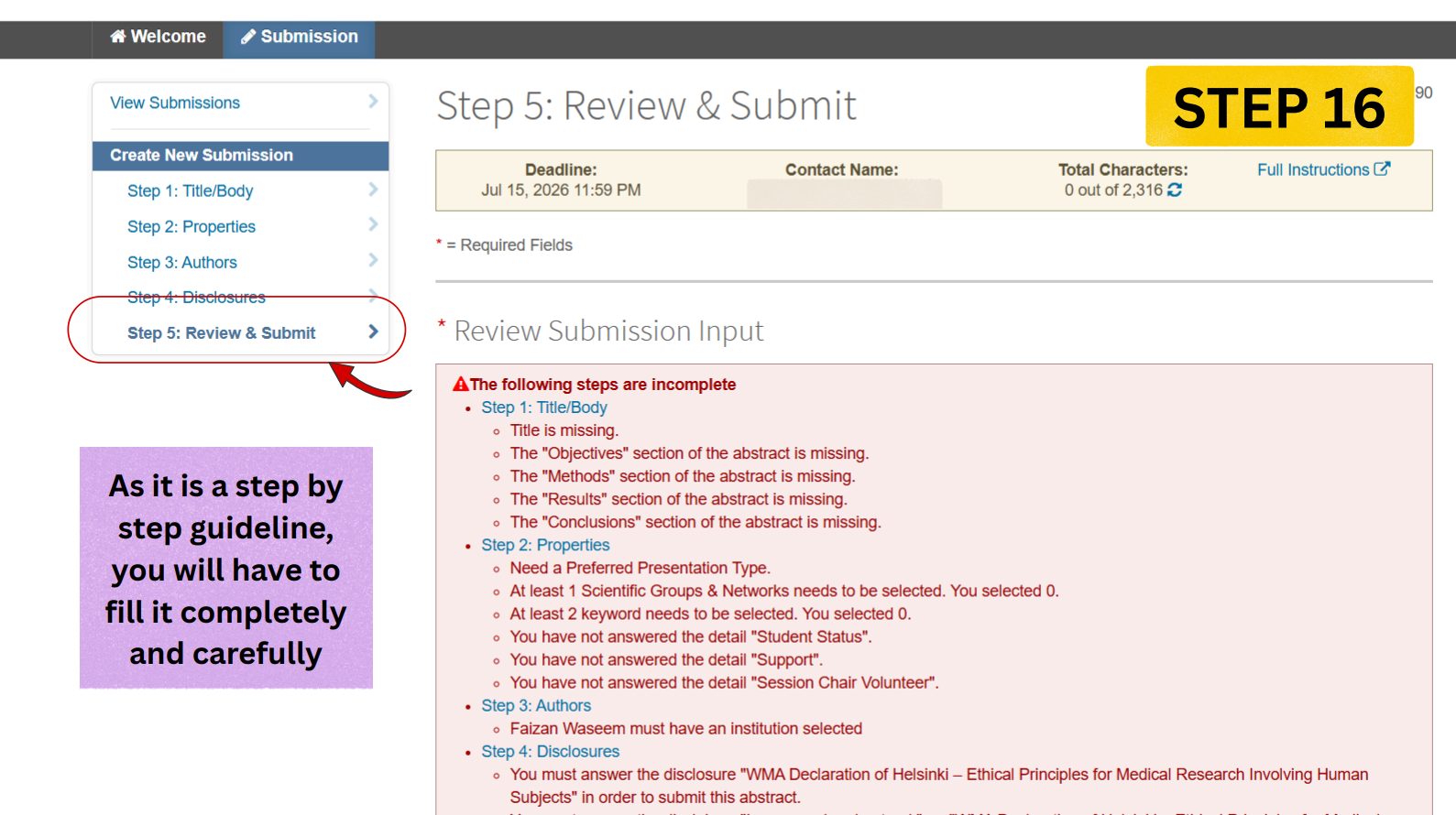 Step 5 Form Verification and Submit