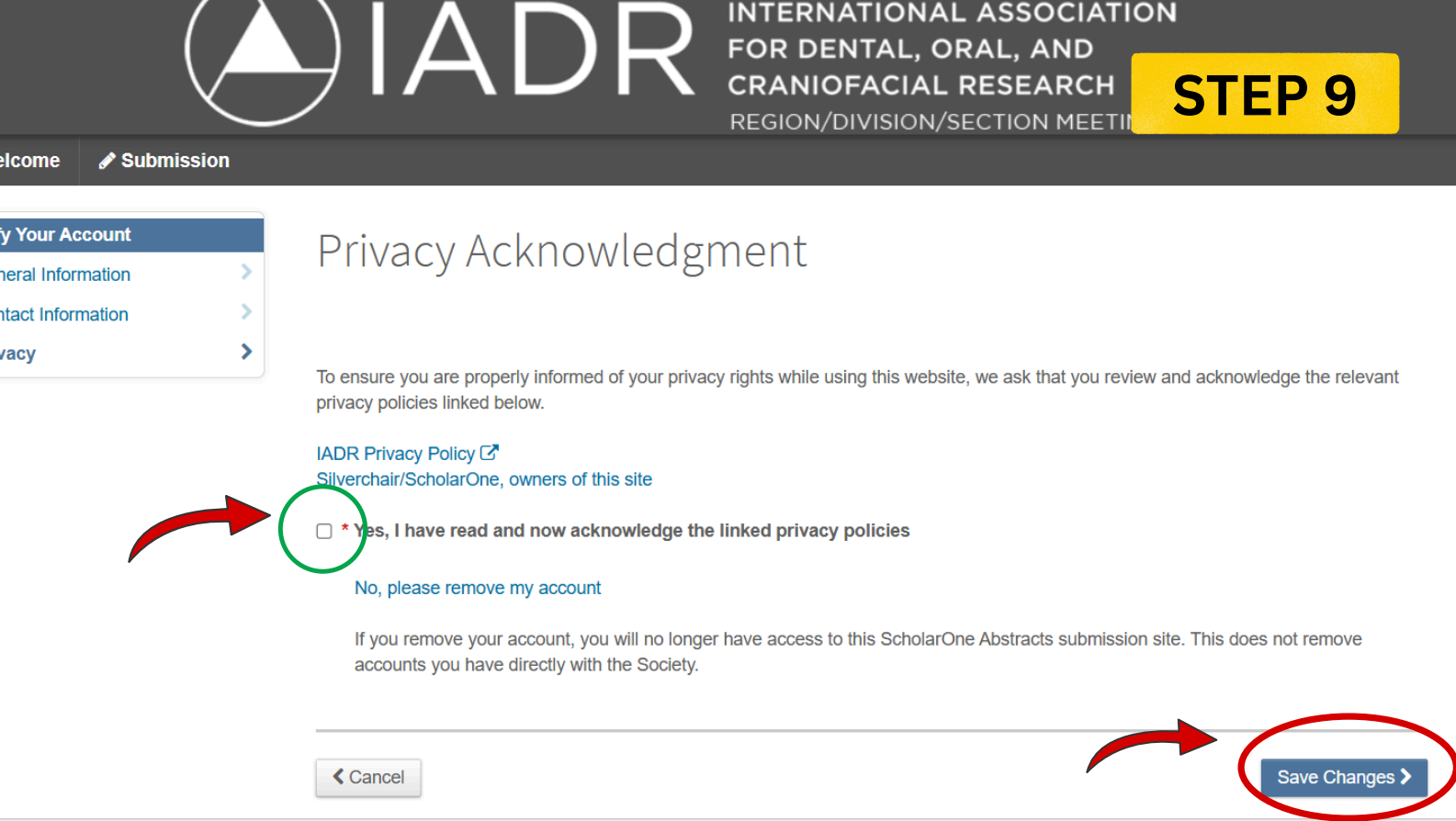 Privacy Policy Screen